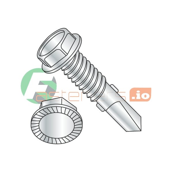 Newport Fasteners Self-Drilling Screw, 1/4"-20 x 1-1/4 in, Zinc Plated Steel Flange Hex Head External Hex Drive 216211 - main